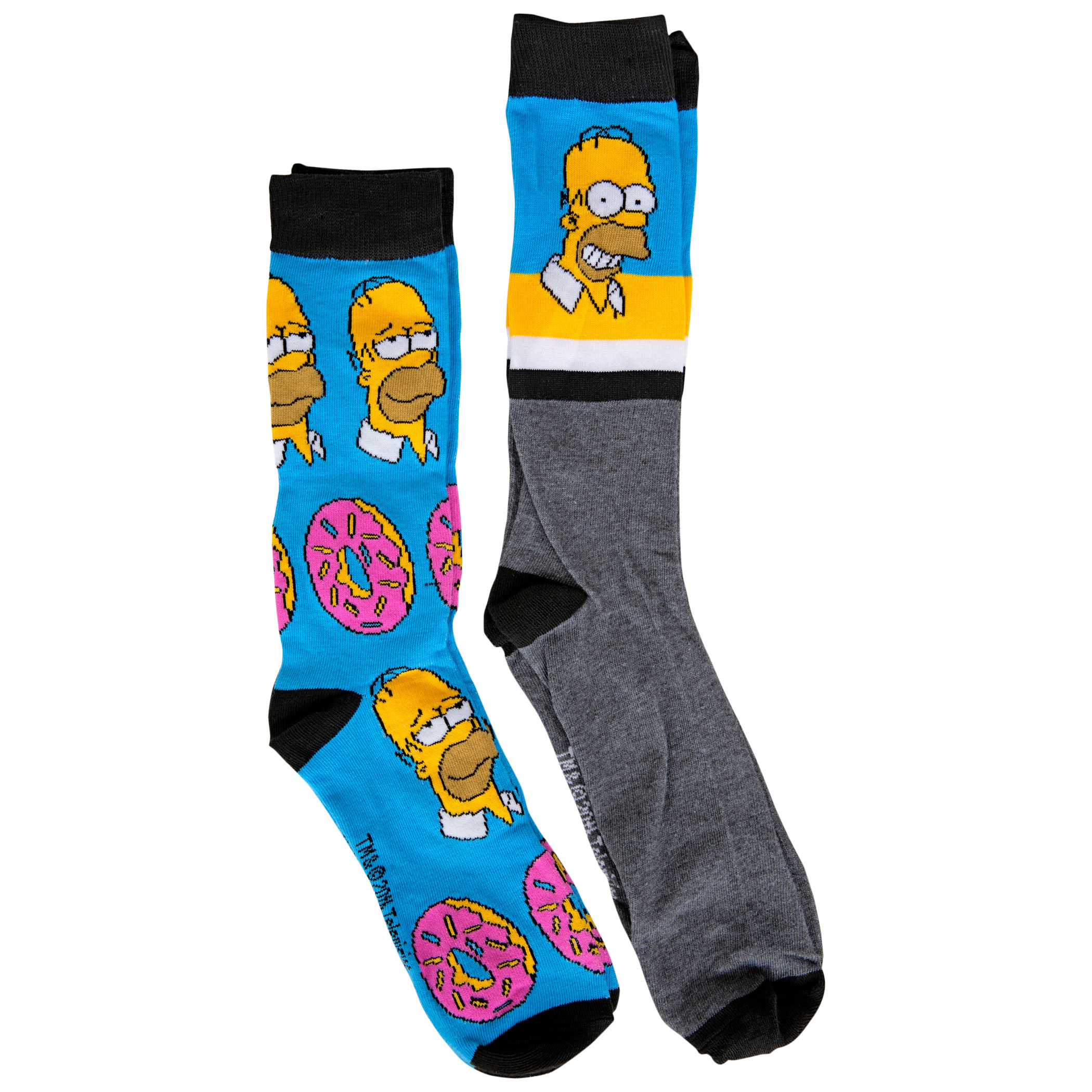 The Simpsons Homer and Donuts Men's 2-Pack Crew Socks